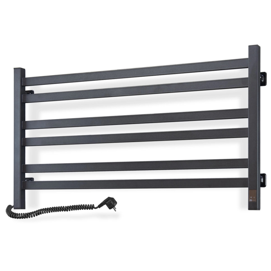 Koupelnový žebříkový radiátor s termostatem AVANGARD 316W/230V 50,6 cm IP44 černá levá hranatý