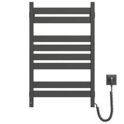 Koupelnový žebříkový radiátor s termostatem LARGO 432W/230V 80,6 cm IP44 černá pravá hranatý