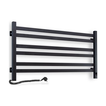 Koupelnový žebříkový radiátor s termostatem AVANGARD 316W/230V 50,6 cm IP44 černá levá hranatý