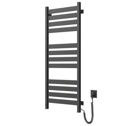 Koupelnový žebříkový radiátor s termostatem LARGO 256W 120x50 cm  černá pravá