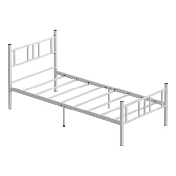 Kovová jednolůžková postel PIRON 90x200 cm bílá nosnost 120 kg