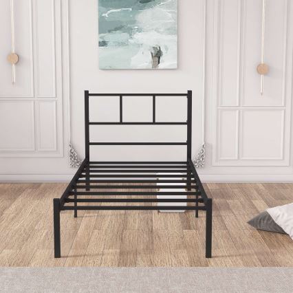 Kovová jednolůžková postel ROVAN 90x200 cm černá nosnost 120 kg