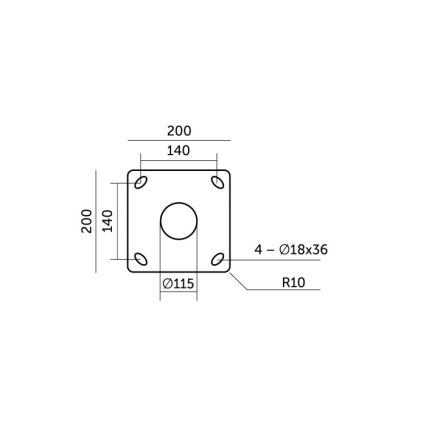 Kovová tyč pro sloup venkovního osvětlení BASE 3 m černá
