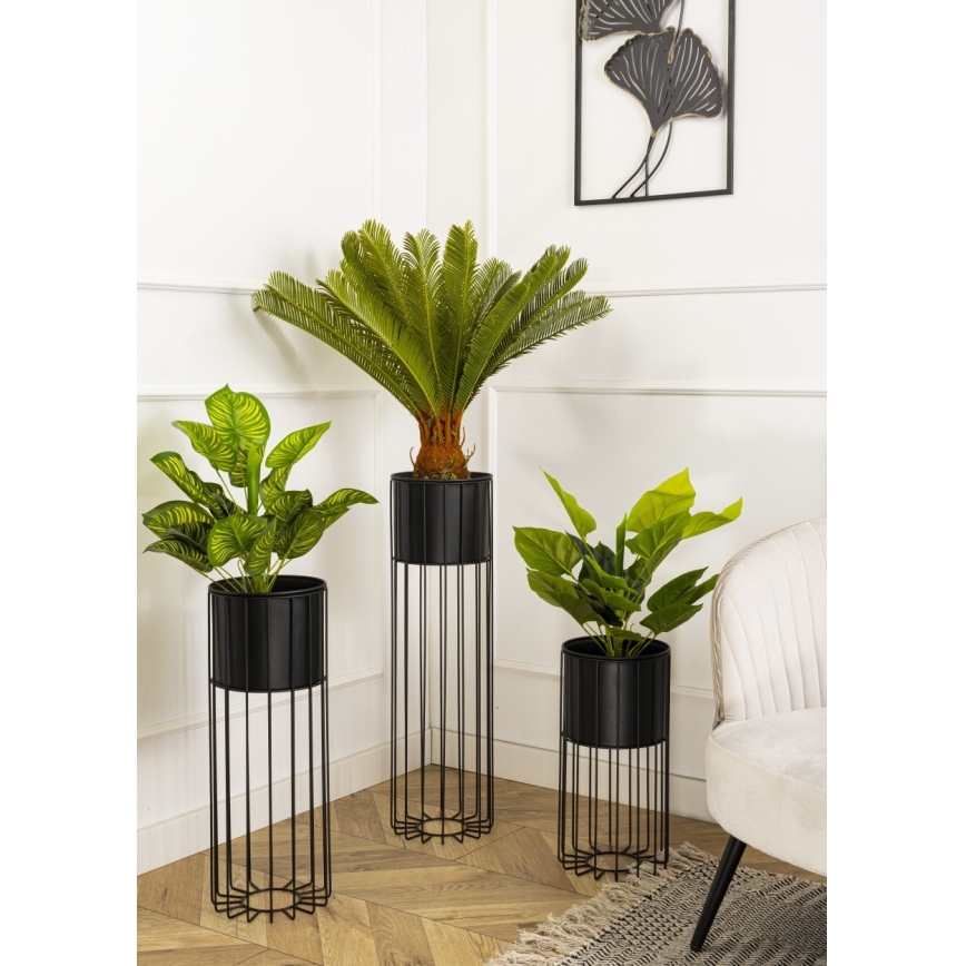 Kovový květináč LOFT 55x20 cm černá