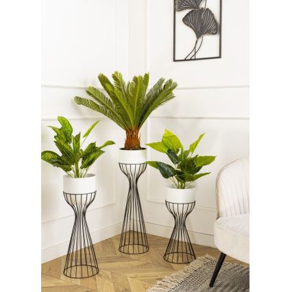 Kovový květináč LOFT 56x20 cm černá/bílá