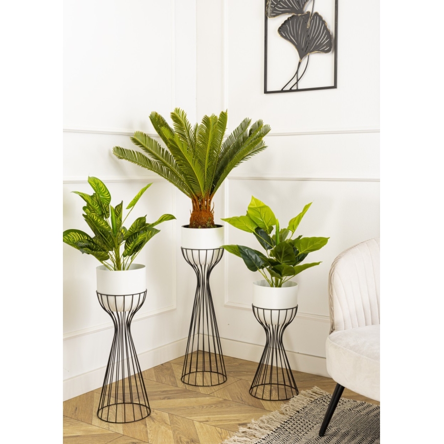 Kovový květináč LOFT 56x20 cm černá/bílá