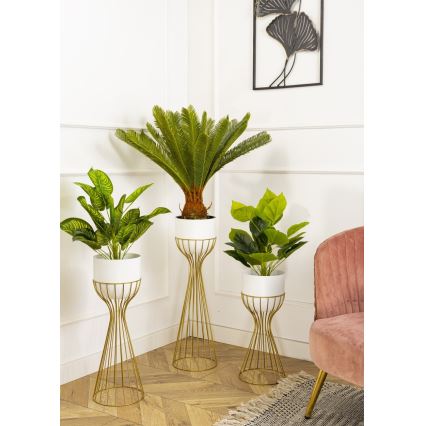 Kovový květináč LOFT 56x20 cm zlatá/bílá