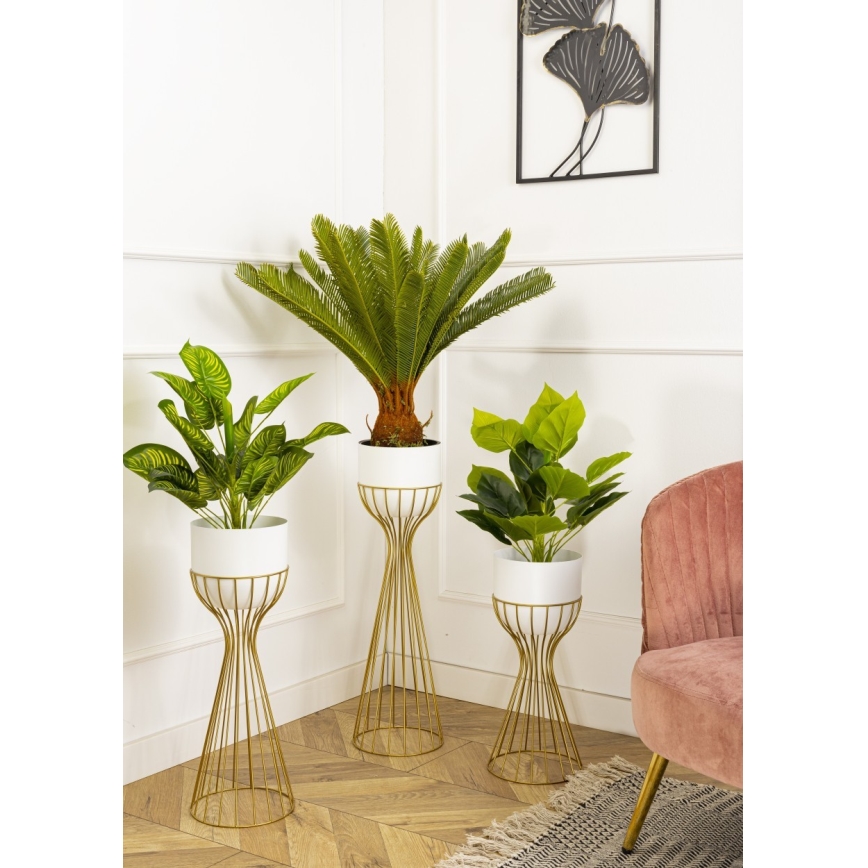 Kovový květináč LOFT 56x20 cm zlatá/bílá