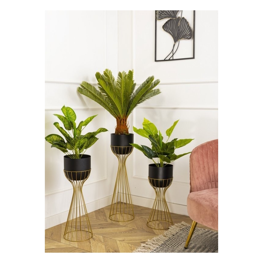 Kovový květináč LOFT 56x20 cm zlatá/černá