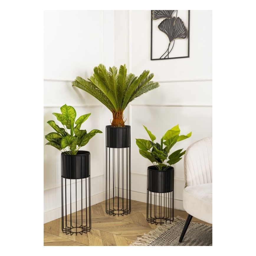 Kovový květináč LOFT 70x20 cm černá