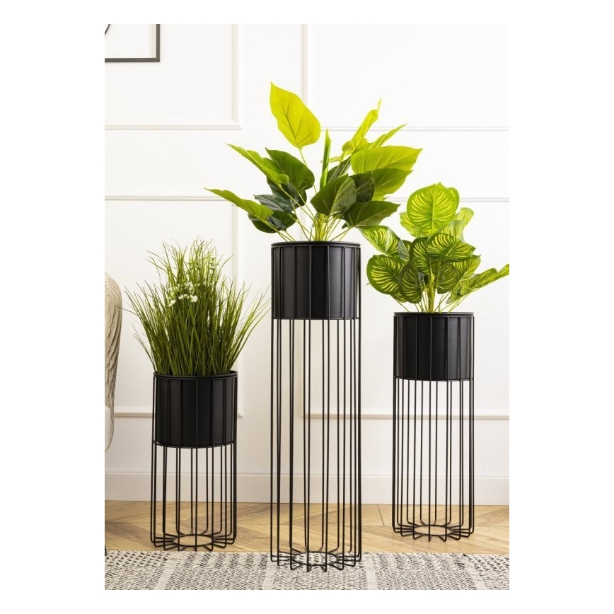 Kovový květináč LOFT 70x20 cm černá