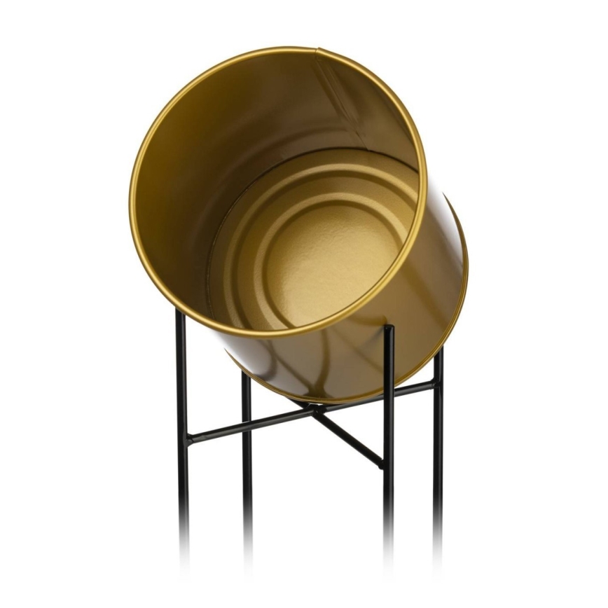 Kovový květináč OSLO 75x17 cm zlatá/černá
