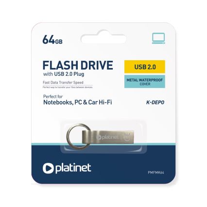 Kovový voděodolný Flash Disk USB 64GB matný chrom
