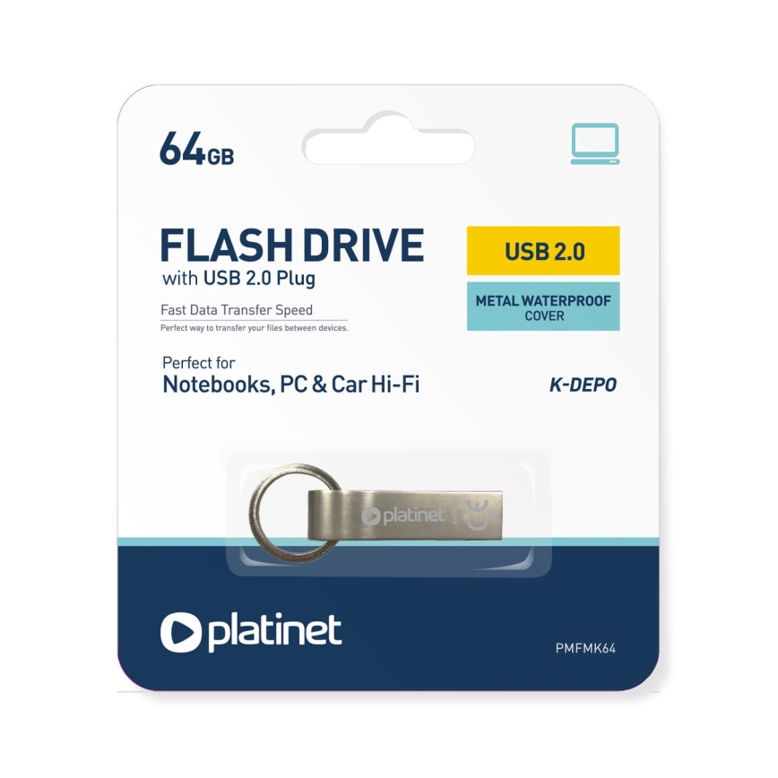 Kovový voděodolný Flash Disk USB 64GB matný chrom