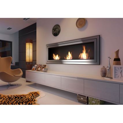 Kratki - Vestavěný BIO krb 65x180 cm 3x2,5kW lesklý chrom