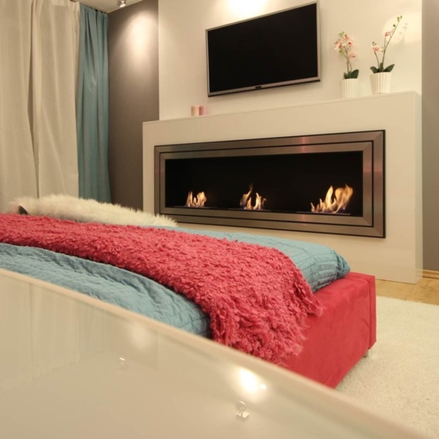 Kratki - Vestavěný BIO krb 65x180 cm 3x2,5kW lesklý chrom