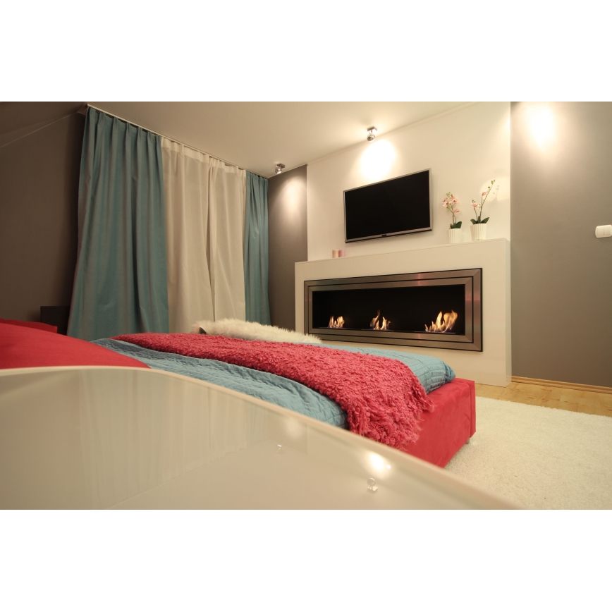 Kratki - Vestavěný BIO krb 65x180 cm 3x2,5kW lesklý chrom