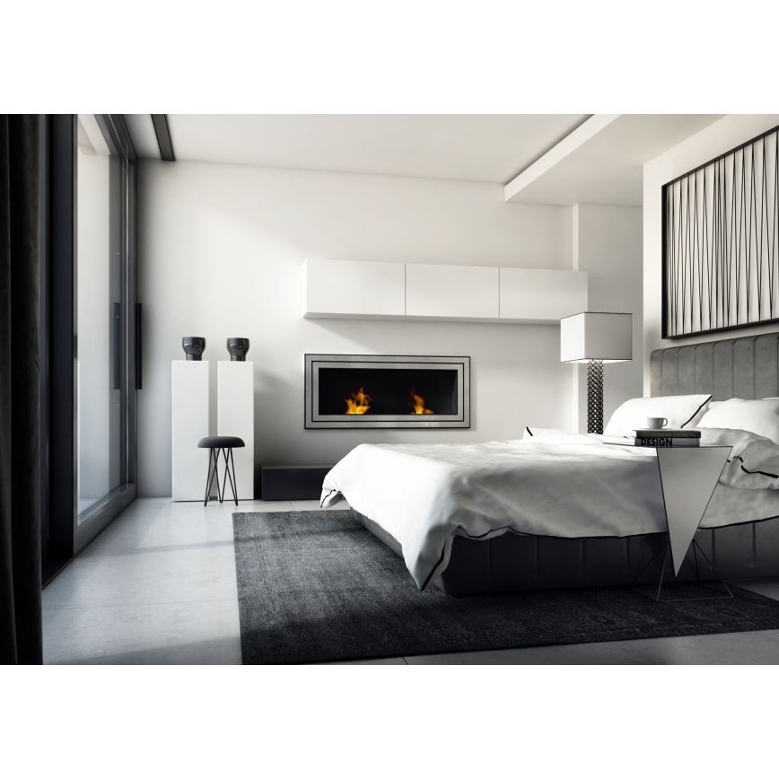 Kratki - Vestavěný BIO krb 65x180 cm 3x2,5kW lesklý chrom