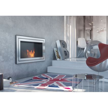 Kratki - Vestavěný BIO krb 65x180 cm 3x2,5kW lesklý chrom