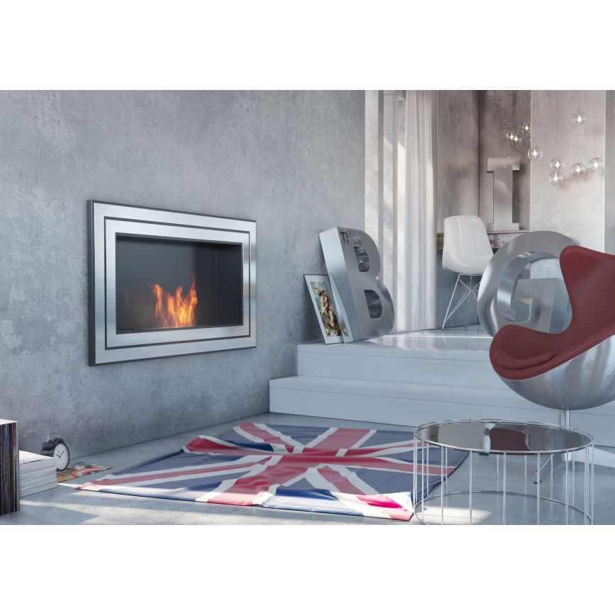 Kratki - Vestavěný BIO krb 65x180 cm 3x2,5kW lesklý chrom