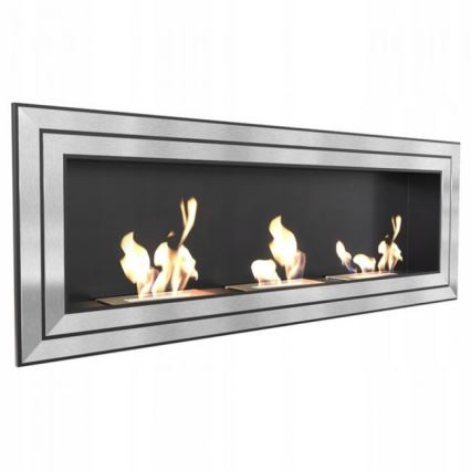Kratki - Vestavěný BIO krb 65x180 cm 3x2,5kW lesklý chrom