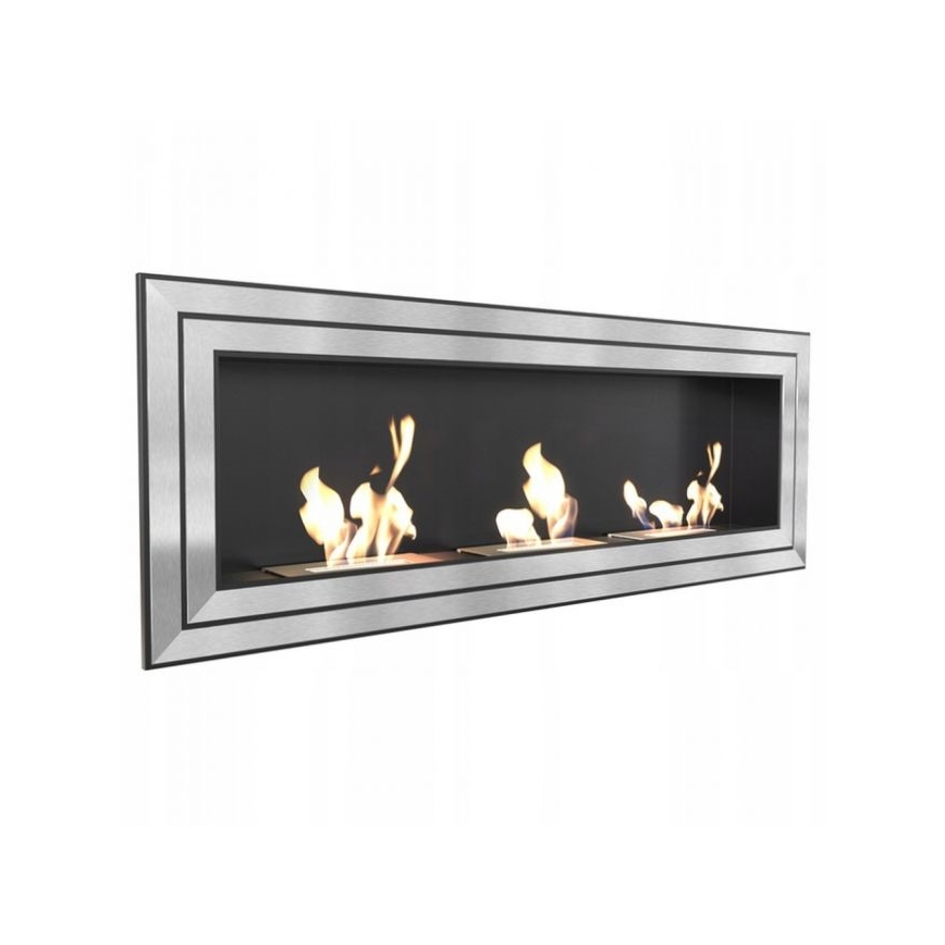 Kratki - Vestavěný BIO krb 65x180 cm 3x2,5kW lesklý chrom