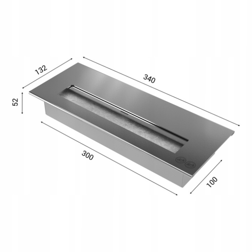 Kratki - Vestavěný BIO krb 65x180 cm 3x2,5kW lesklý chrom
