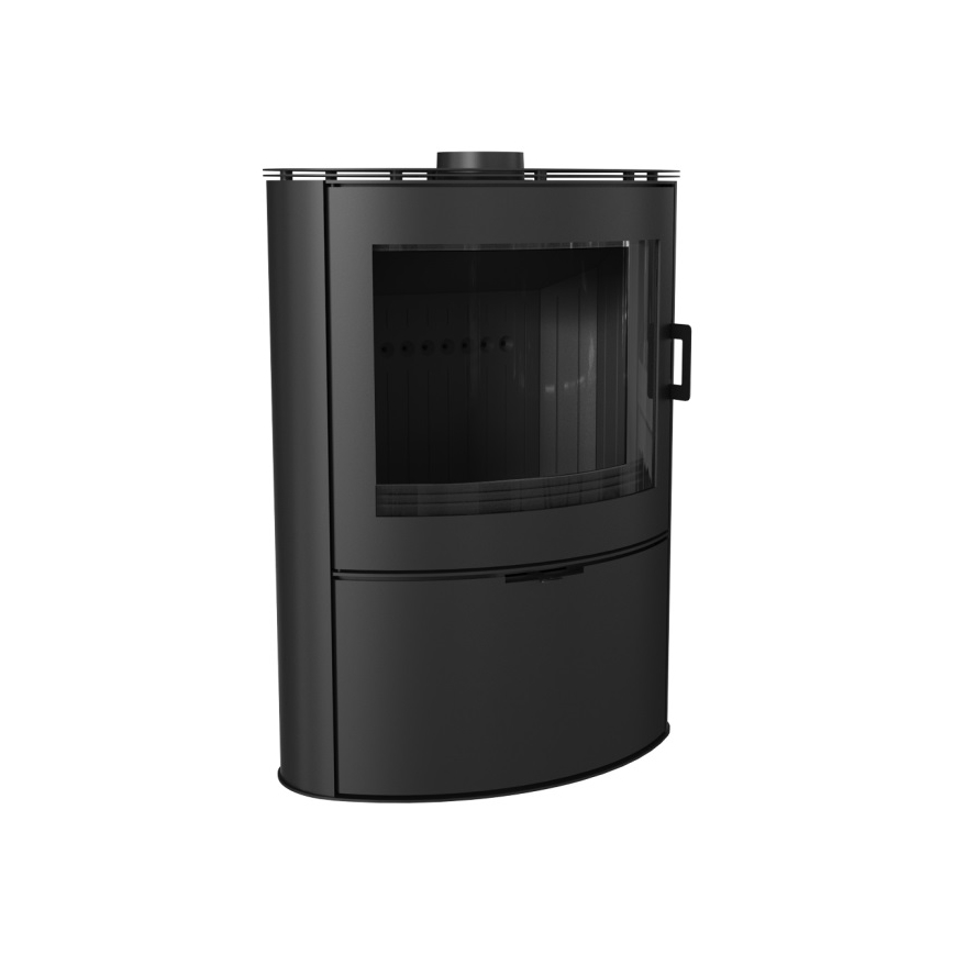 Kratki - Krbová ocelová kamna s automatickým zavíráním dveří 10kW 150 mm černá