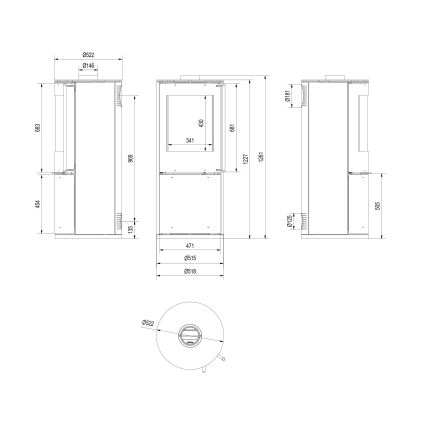 Kratki - Krbová ocelová kamna 9kW 150mm