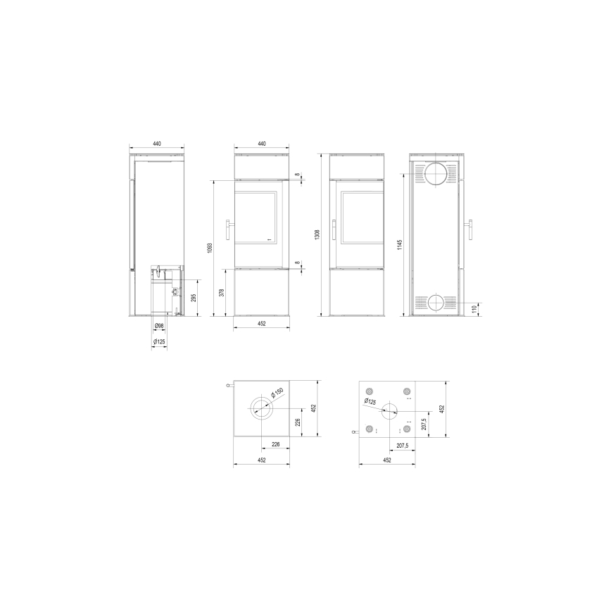 Kratki - Krbová ocelová kamna 8kW 150mm