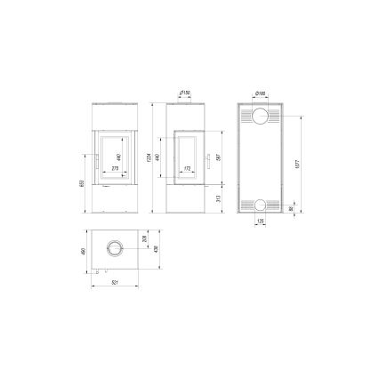 Kratki - Krbová ocelová kamna 8kW 150mm