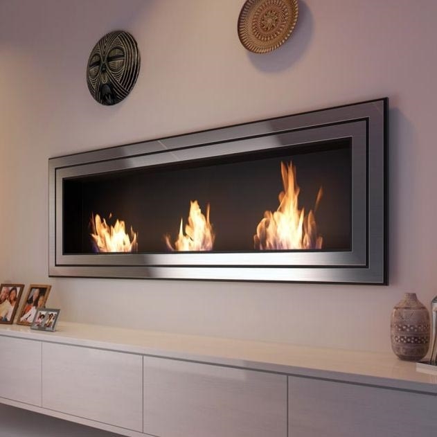Kratki - Vestavěný BIO krb 65x180 cm 3x2,5kW lesklý chrom