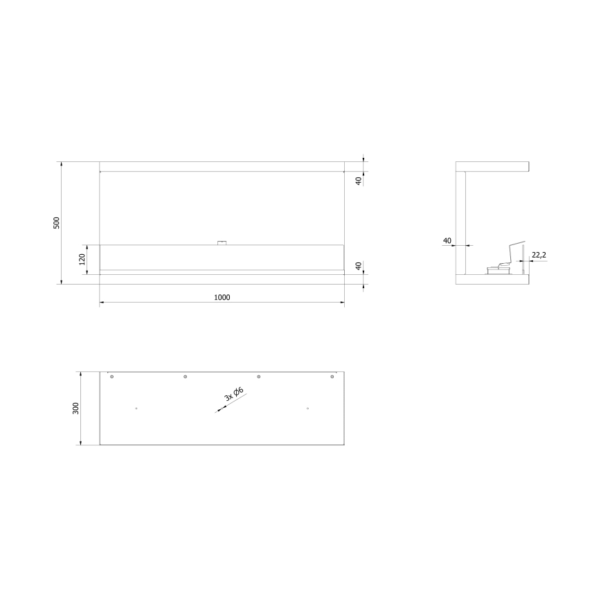 Kratki - Vestavěný BIO krb 50x100 cm 3,5kW černá