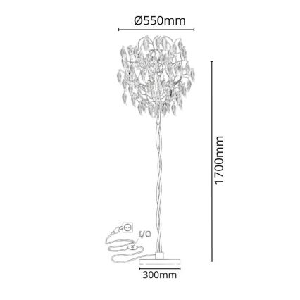 Křišťálová stojací lampa 5xG9/40W/230V černá