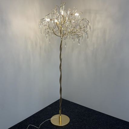 Křišťálová stojací lampa 5xG9/40W/230V zlatá