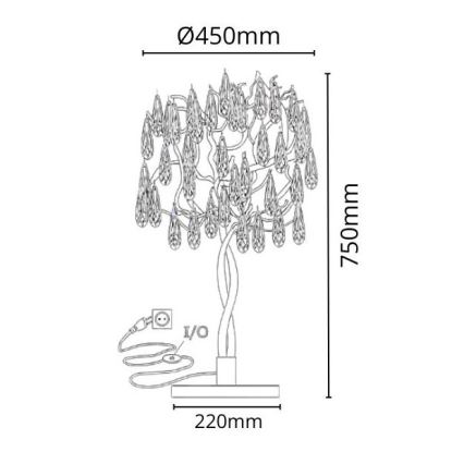 Křišťálová stolní lampa 5xG9/40W/230V zlatá