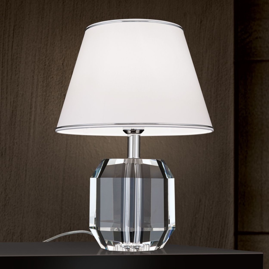 Křišťálová stolní lampa ALEXIS 1xE27/60W/230V bílá/lesklý chrom/čirá