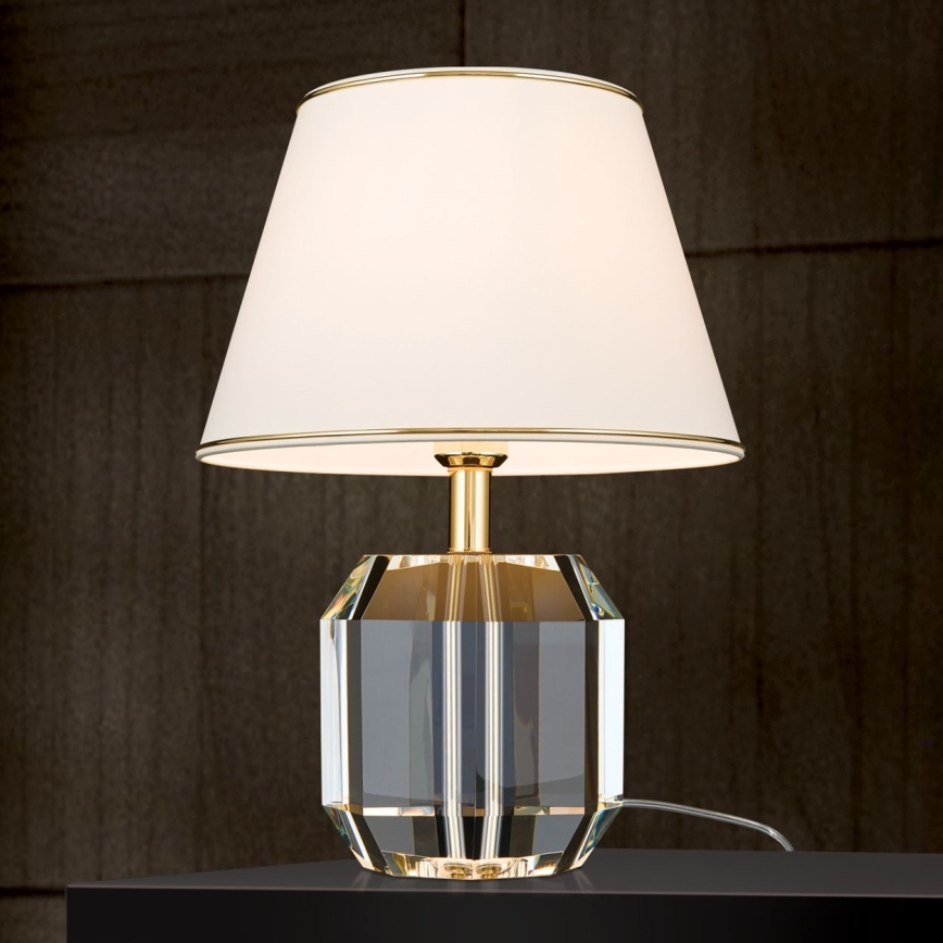 Křišťálová stolní lampa ALEXIS 1xE27/60W/230V krémová/zlatá/čirá