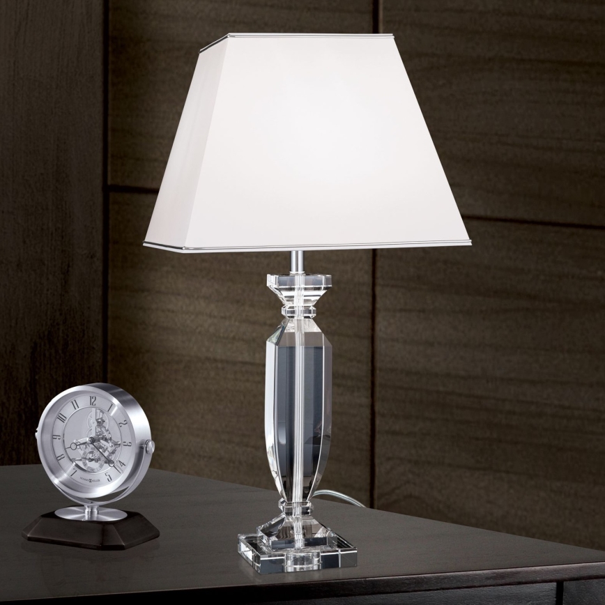 Křišťálová stolní lampa POKAL 1xE27/60W/230V bílá/čirá