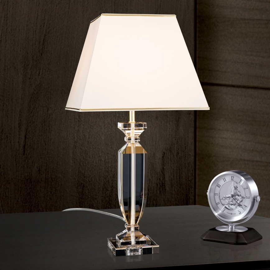 Křišťálová stolní lampa POKAL 1xE27/60W/230V krémová/čirá
