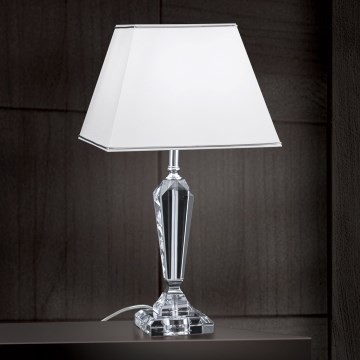 Křišťálová stolní lampa VERONIQUE 1xE27/60W/230V bílá/chrom