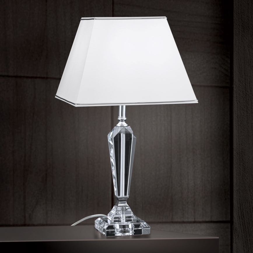 Křišťálová stolní lampa VERONIQUE 1xE27/60W/230V bílá/chrom