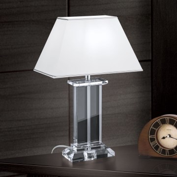 Křišťálová stolní lampa VERONIQUE 1xE27/60W/230V bílá/chrom