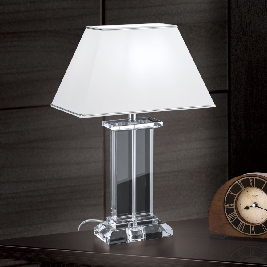 Křišťálová stolní lampa VERONIQUE 1xE27/60W/230V bílá/chrom