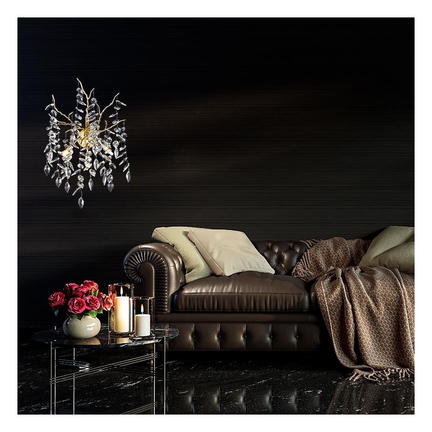 Křišťálové nástěnné svítidlo 3xG9/40W/230V zlatá