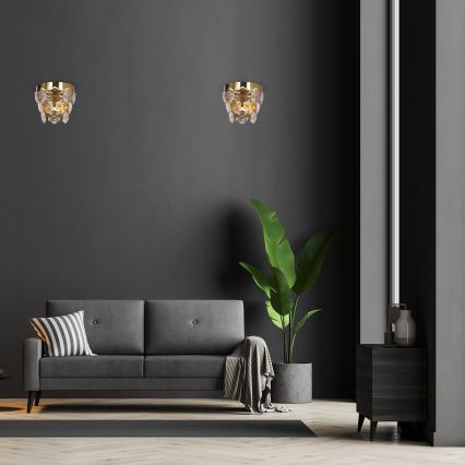 Křišťálové nástěnné svítidlo GRACE 2xE14/40W/230V zlatá