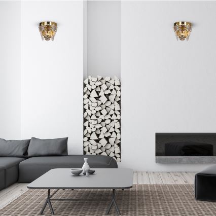 Křišťálové nástěnné svítidlo GRACE 2xE14/40W/230V zlatá
