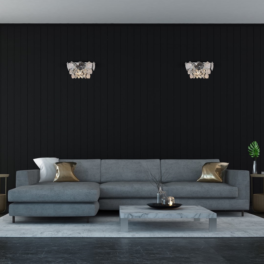 Křišťálové nástěnné svítidlo SELENA 2xE14/40W/230V lesklý chrom