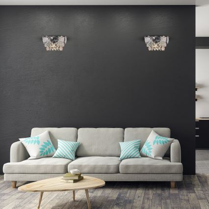 Křišťálové nástěnné svítidlo SELENA 2xE14/40W/230V lesklý chrom