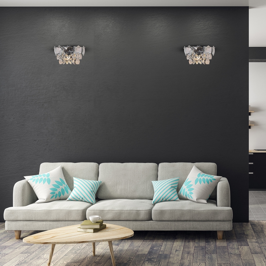 Křišťálové nástěnné svítidlo SELENA 2xE14/40W/230V lesklý chrom